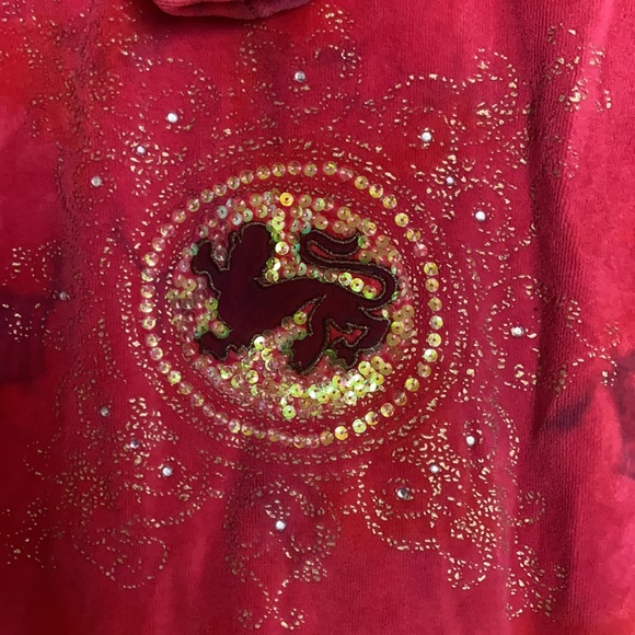 Mimi & Maggie Soft Velour Red Marble Zip Hoodie - Picture 7 of 8